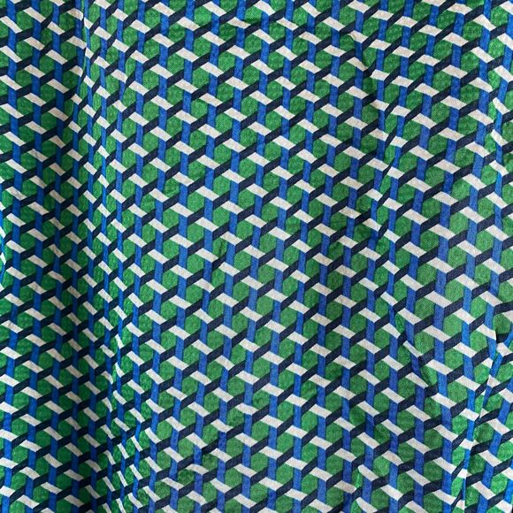 Boden NWT Kate Satin Green Geo Daze Long Sleeve Midi Shirt Dress Size 12 Office - Picture 8 of 16